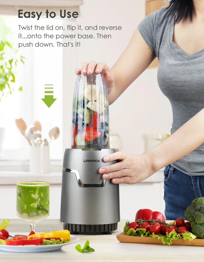 LAMPICK Smoothie Blender, 1100W Personal Blender for Shakes and Smoothies, Blenders and Grinder Combo for Kitchen with 2 * 22 Oz To-Go Cup and Lid for Protein Shake, Baby Food, Frozen Drink - Image 4